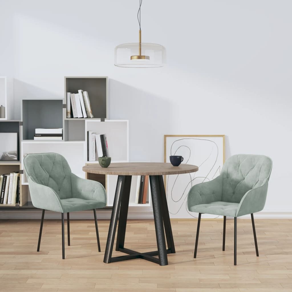 vidaXL Eetkamerstoelen 2 st. Fluweel Lichtgrijs - 64% korting