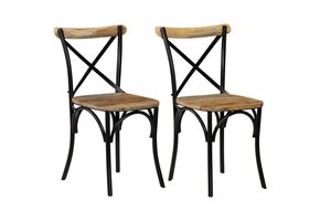 vidaXL Kruisstoelen (2x) - Massief Mangohout Zwart | 47% Korting!