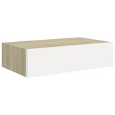 vidaXL Wandschappen met lade (2 st) - 40x23,5x10 cm MDF eiken/wit | 64% Korting!