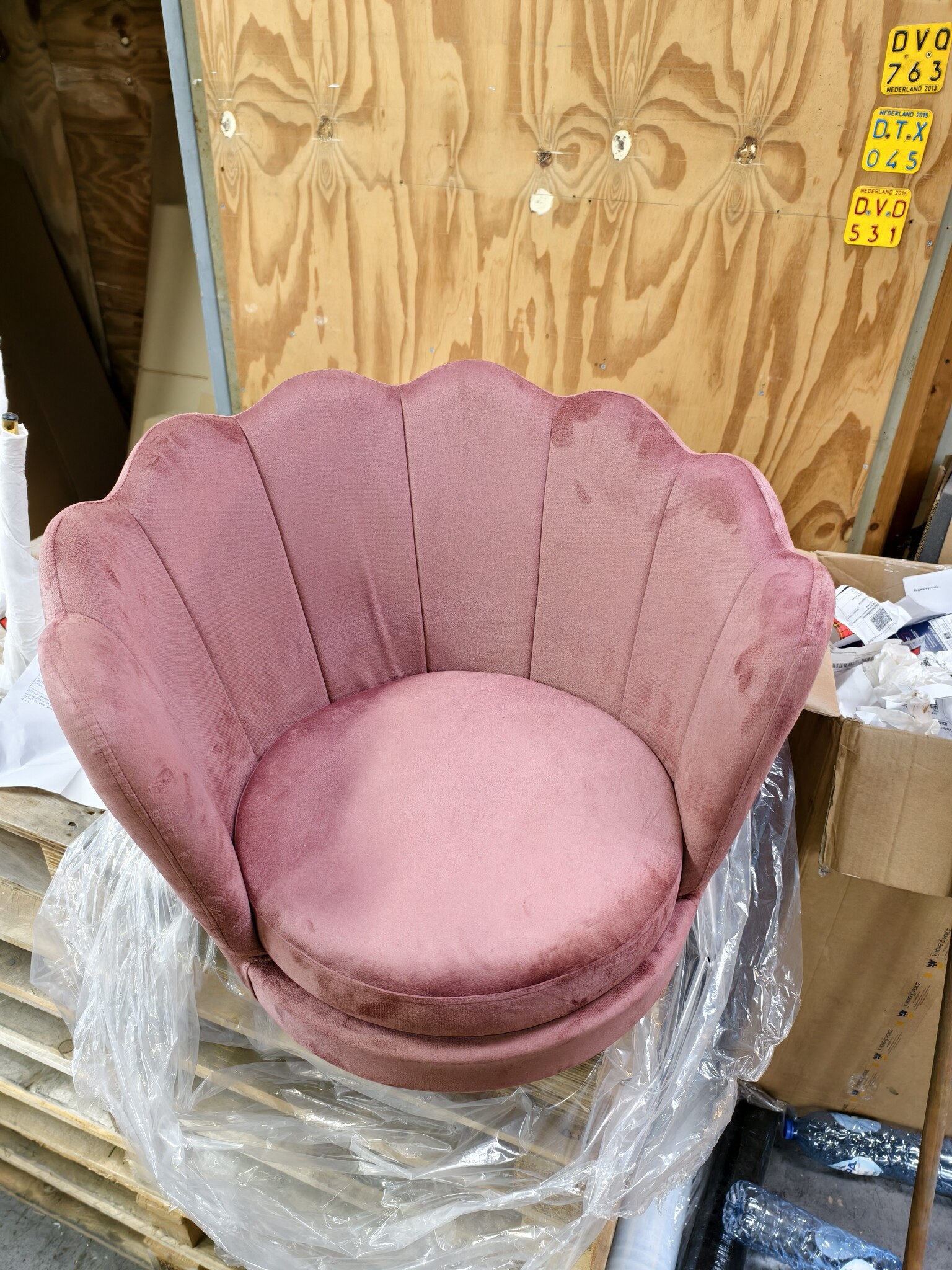 Schelp Stoel Fauteuil - Velvet Roze/Goud - 35% Korting