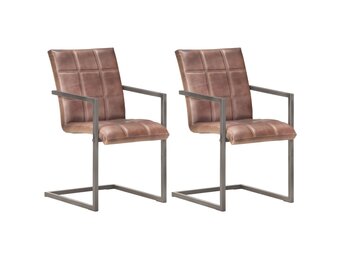 vidaXL Eetkamerstoelen 2 st - Echt Leer (35% Korting!)