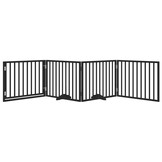 vidaXL Hondenhek 4 panelen 320cm Populierenhout Zwart - 35% Korting