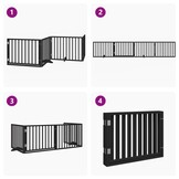 vidaXL Hondenhek 4 panelen 320cm Populierenhout Zwart - 35% Korting