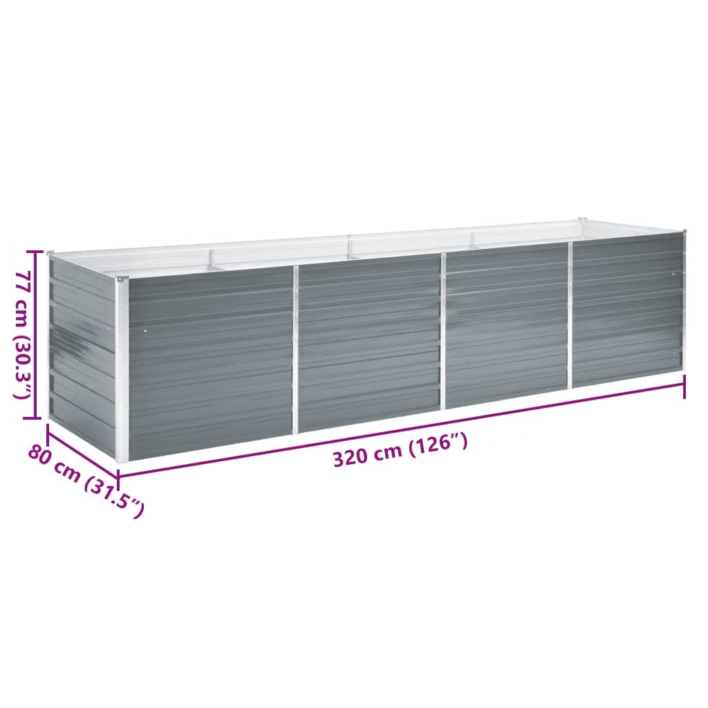 vidaXL Verhoogde Plantenbak Grijs 320x80x77cm - 55% Korting!