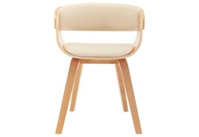 vidaXL Eetkamerstoelen 2 stuks - Crème Kunstleer & Gebogen Hout - 35% Korting!