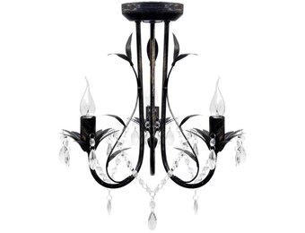 Art Nouveau Kroonluchter Zwart Metaal & Kristal - 64% Korting!