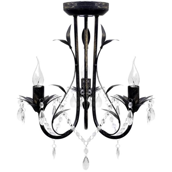 Art Nouveau Kroonluchter Zwart Metaal & Kristal - 64% Korting!