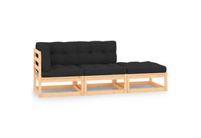 vidaXL 3-delige Loungeset Grenenhout - 35% Korting!