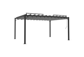 vidaXL Prieel met lamellendak 3x4 m stof en aluminium antracietkleurig