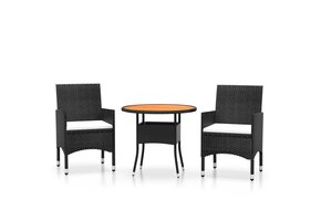 vidaXL 3-delige Tuinset Poly Rattan Zwart - 60% Korting