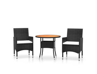 vidaXL 3-delige Tuinset Poly Rattan Zwart - 60% Korting