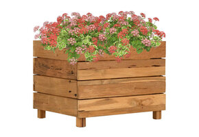 vidaXL Verhoogde Plantenbak | Gerecycled Teakhout & Staal | 50x40x38 cm | 35% Korting