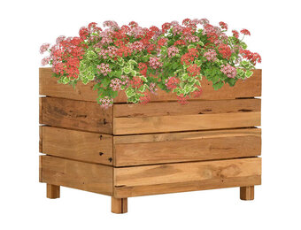 vidaXL Verhoogde Plantenbak | Gerecycled Teakhout & Staal | 50x40x38 cm | 35% Korting