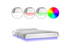 vidaXL Bedframe LED massief hout wit 140x190 cm