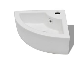 VidaXL Hoekwastafel Keramiek Wit 45x32x12.5 cm - 35% Korting!