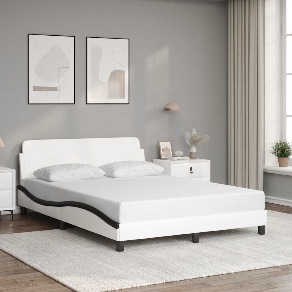 vidaXL Bedframe Kunstleer Wit/Zwart 140x190 cm | 35% Korting