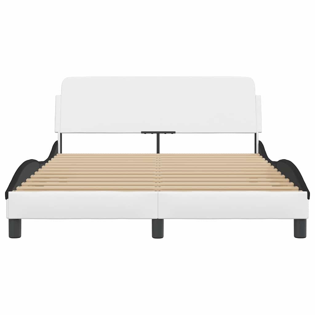 vidaXL Bedframe Kunstleer Wit/Zwart 140x190 cm | 35% Korting