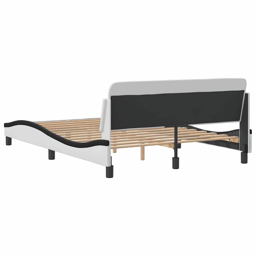 vidaXL Bedframe Kunstleer Wit/Zwart 140x190 cm | 35% Korting