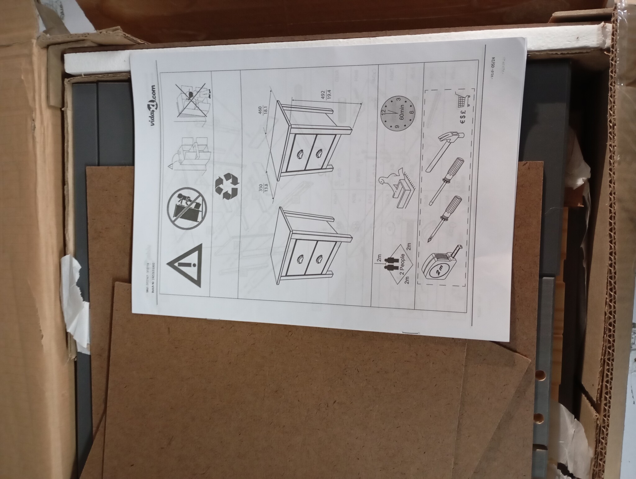 vidaXL Nachtkastje Hill 46x35x49,5 cm massief grenenhout grijs | 55% korting