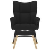 vidaXL Schommelstoel met voetenbank stof zwart - Nu 35% Korting!