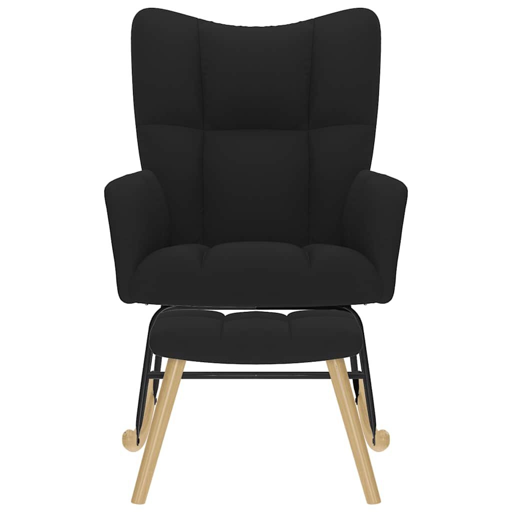 vidaXL Schommelstoel met voetenbank stof zwart - Nu 35% Korting!