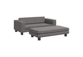 vidaXL Kinderbank met voetensteun - Kunstleer Grijs - 64% Korting!