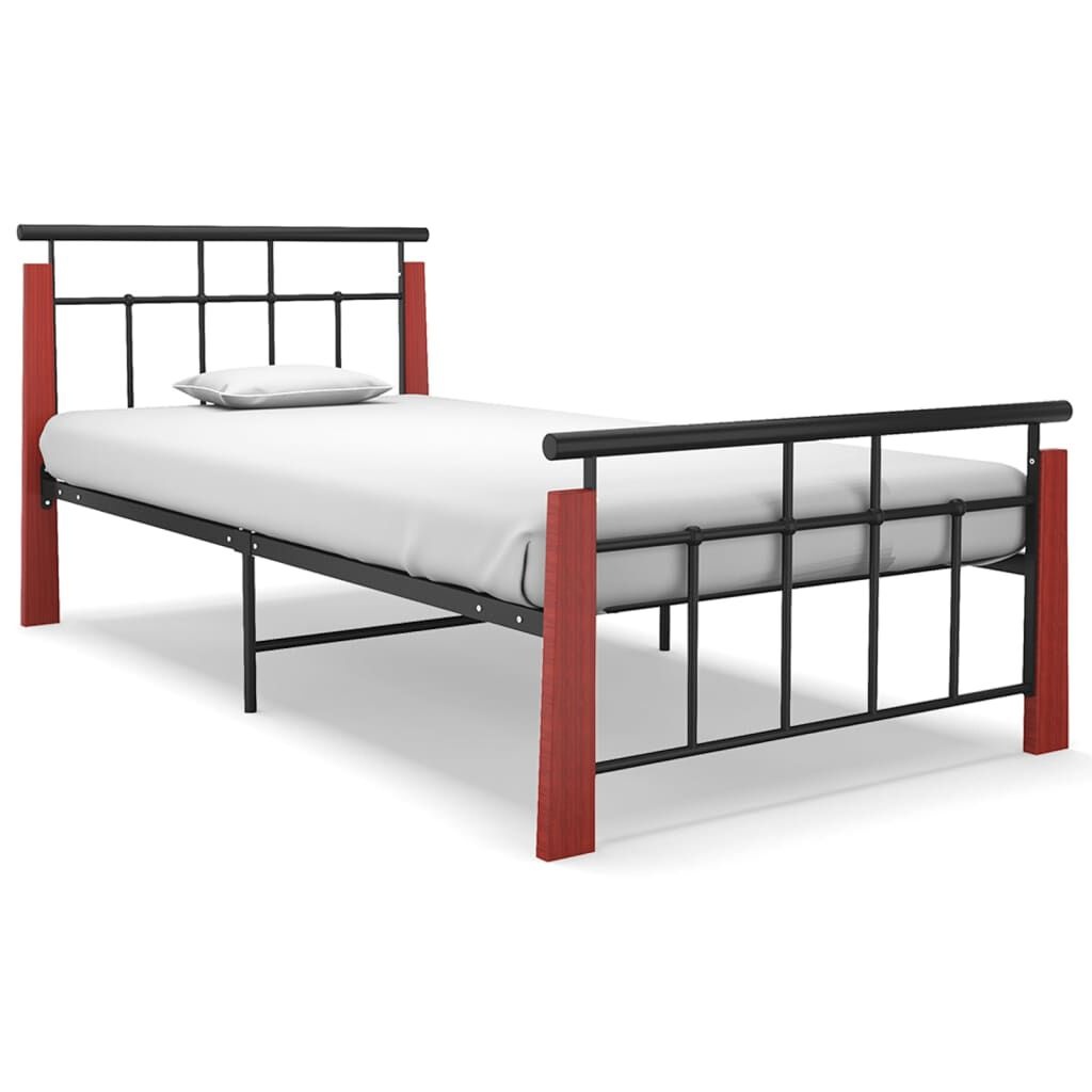 vidaXL Bedframe Metaal & Eikenhout 90x200 cm | Nu met 60% Korting!