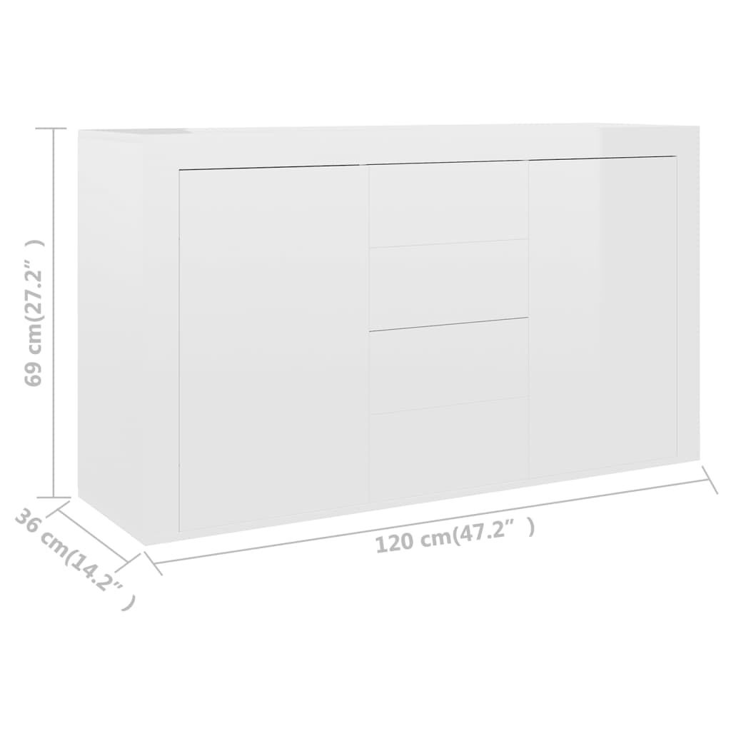 vidaXL Dressoir Hoogglans Wit 120x36x69 cm - 35% Korting