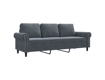 vidaXL Driezitsbank 180cm, Donkergrijs Fluweel | -35%