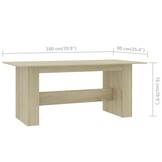 vidaXL Eettafel Sonoma Eiken 180x90cm - Geretourneerd, 30% Korting!