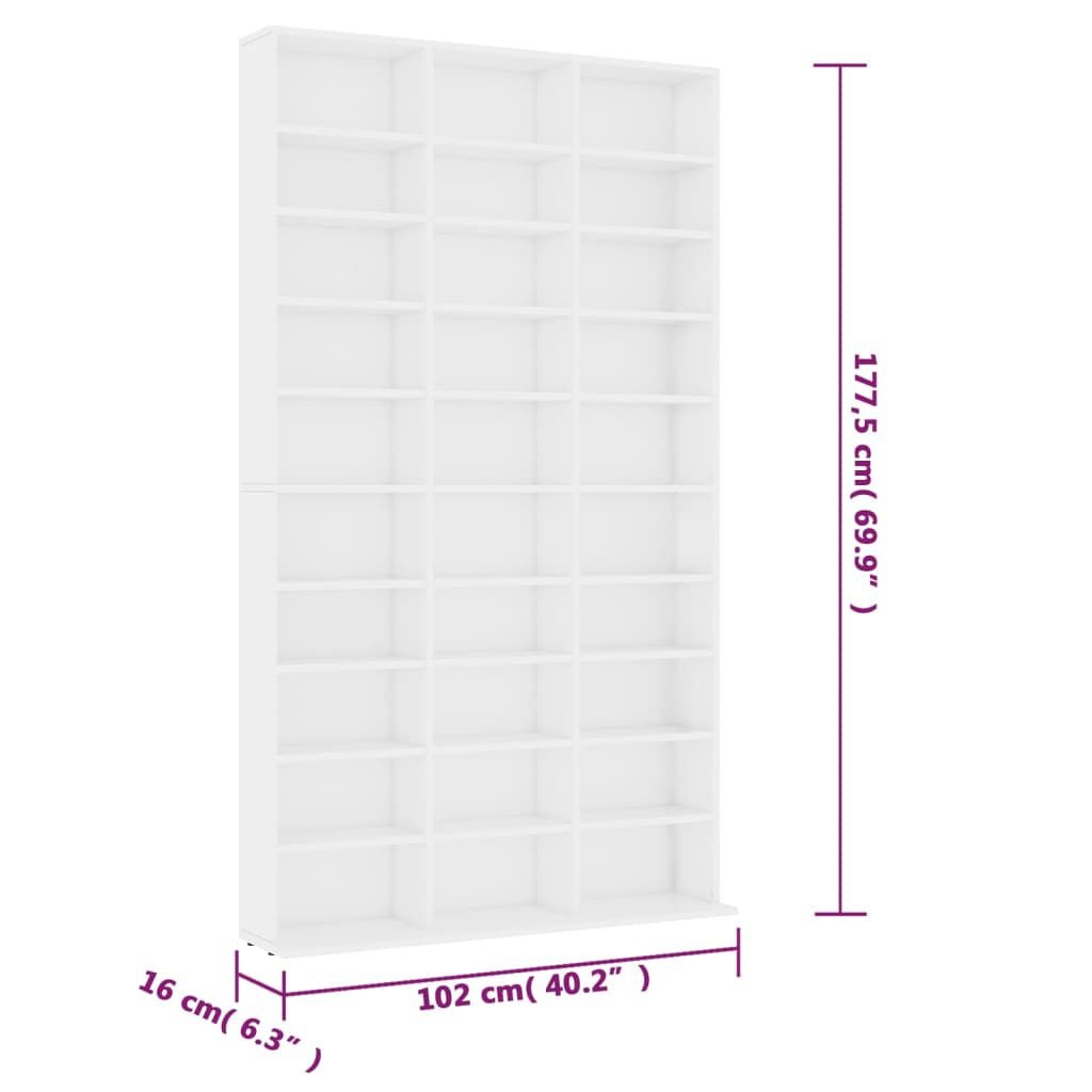 vidaXL Cd-kast Wit 102x16x177,5 cm - 30% Korting