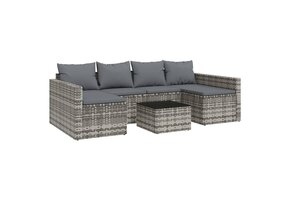 vidaXL Loungeset Poly Rattan Grijs - 35% Korting!