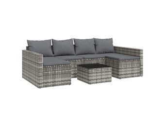 vidaXL Loungeset Poly Rattan Grijs - 35% Korting!