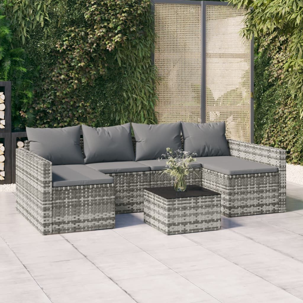 vidaXL Loungeset Poly Rattan Grijs - 35% Korting!