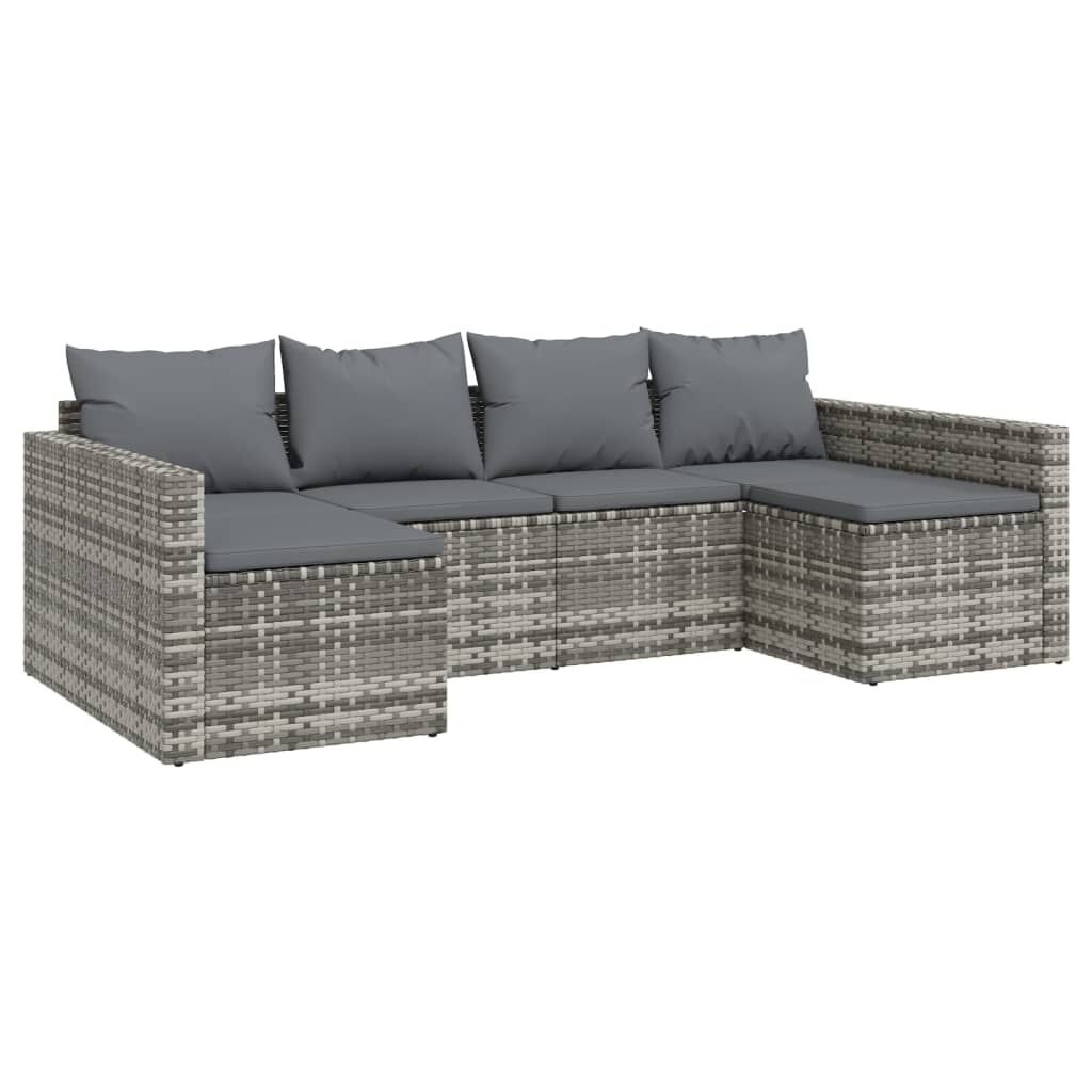 vidaXL Loungeset Poly Rattan Grijs - 35% Korting!