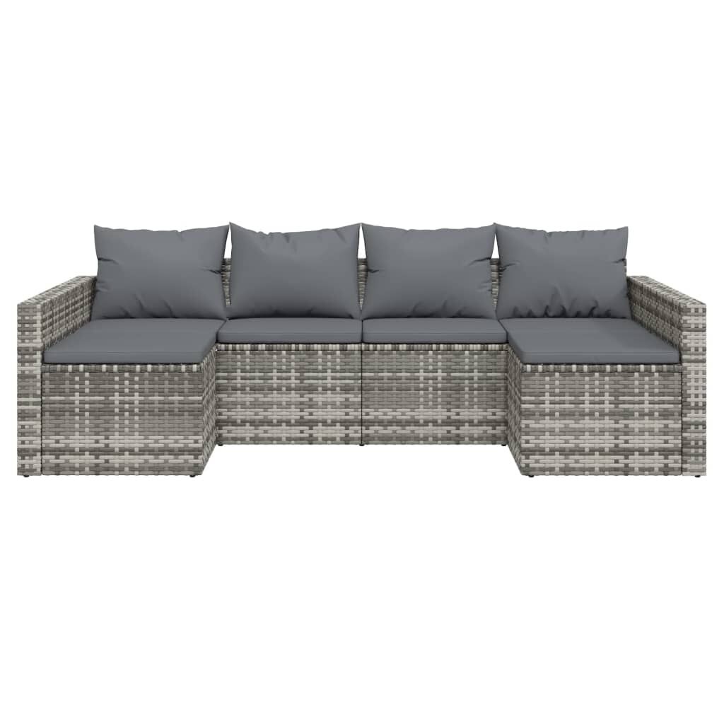 vidaXL Loungeset Poly Rattan Grijs - 35% Korting!