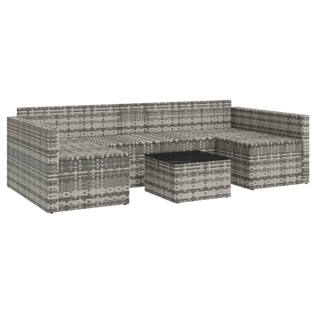 vidaXL Loungeset Poly Rattan Grijs - 35% Korting!
