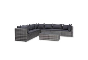 vidaXL 8-delige Loungeset Poly Rattan Grijs - 35% Korting