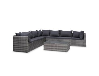 vidaXL 8-delige Loungeset Poly Rattan Grijs - 35% Korting