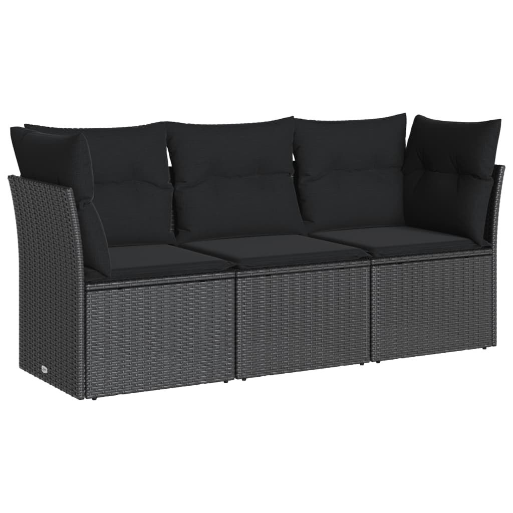 vidaXL 3-delige Loungeset Poly Rattan Zwart - 35% Korting