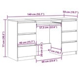 vidaXL Schrijftafel 140x50x77 cm - Betongrijs (30% Korting!)