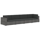 VidaXL 4-delige Loungeset Poly Rattan Grijs - 35% Korting