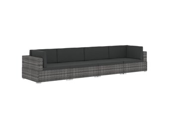 VidaXL 4-delige Loungeset Poly Rattan Grijs - 35% Korting