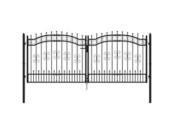 vidaXL Poort Staal Zwart - 305x173cm - 55% Korting