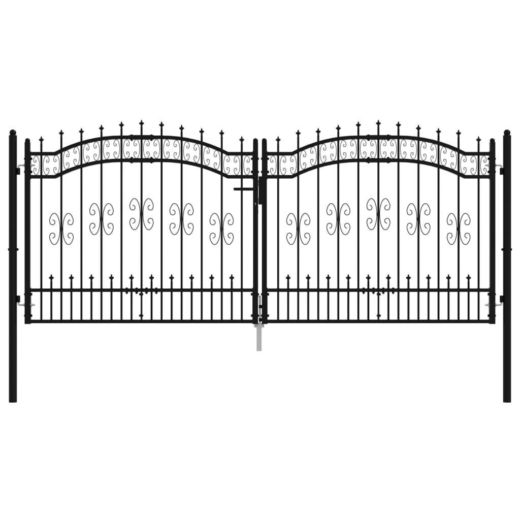 vidaXL Poort Staal Zwart - 305x173cm - 55% Korting