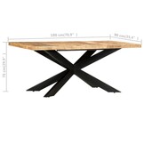 vidaXL Eettafel Massief Mangohout 180x90cm - 60% Korting!