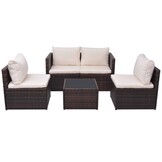 vidaXL Loungeset 5-delig | Poly Rattan Bruin | Nu 50% Korting!