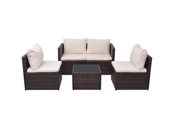 vidaXL Loungeset 5-delig | Poly Rattan Bruin | Nu 50% Korting!