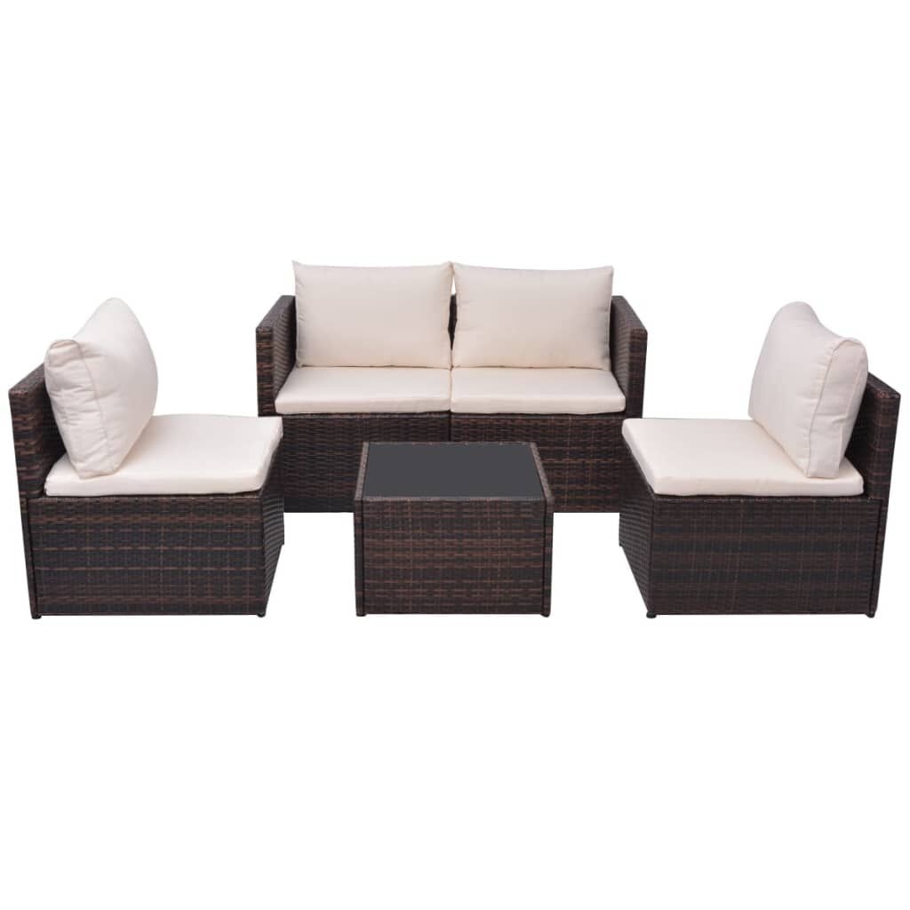 vidaXL Loungeset 5-delig | Poly Rattan Bruin | Nu 50% Korting!