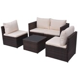 vidaXL Loungeset 5-delig | Poly Rattan Bruin | Nu 50% Korting!